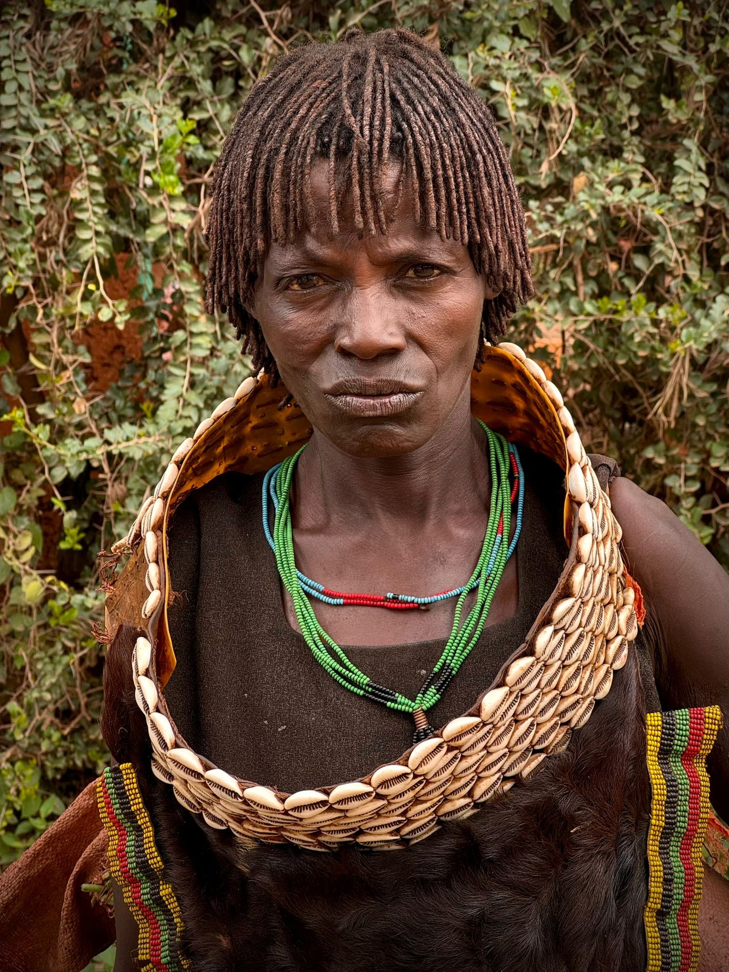 A Hamer woman in a cowrie-shell collar, South Omo