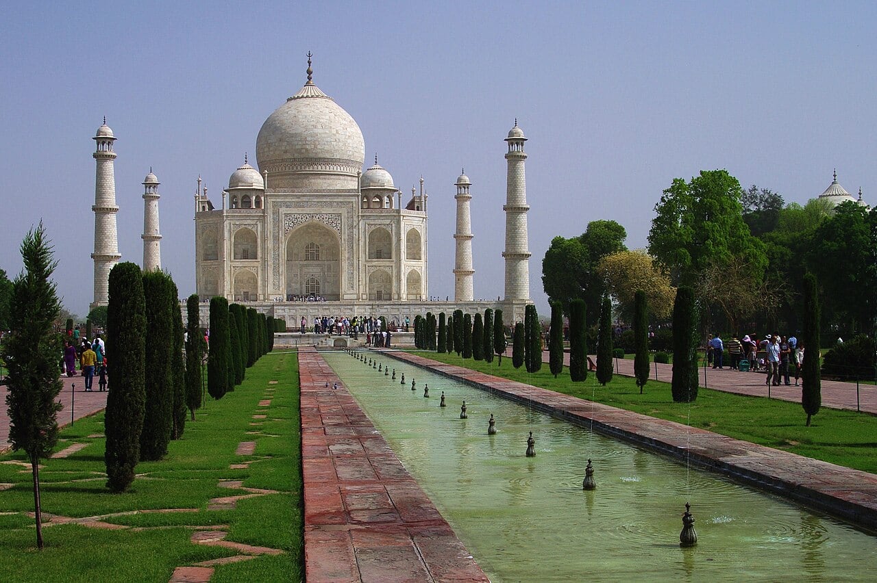 The Taj Mahal from the gardens, Agra